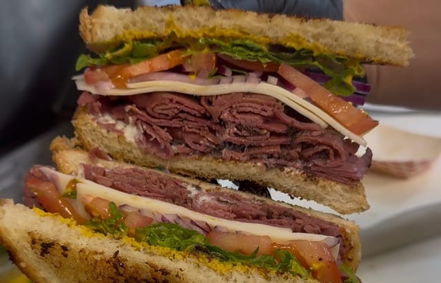 Pastrami sandwhich.